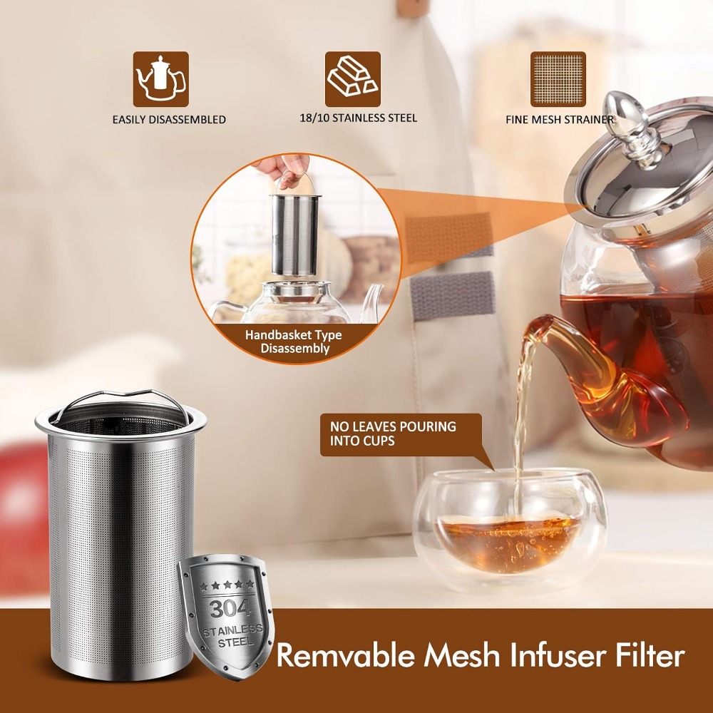 1000ml Glass Teapot with Remov - Loose Leaf Tea Infuser review and price