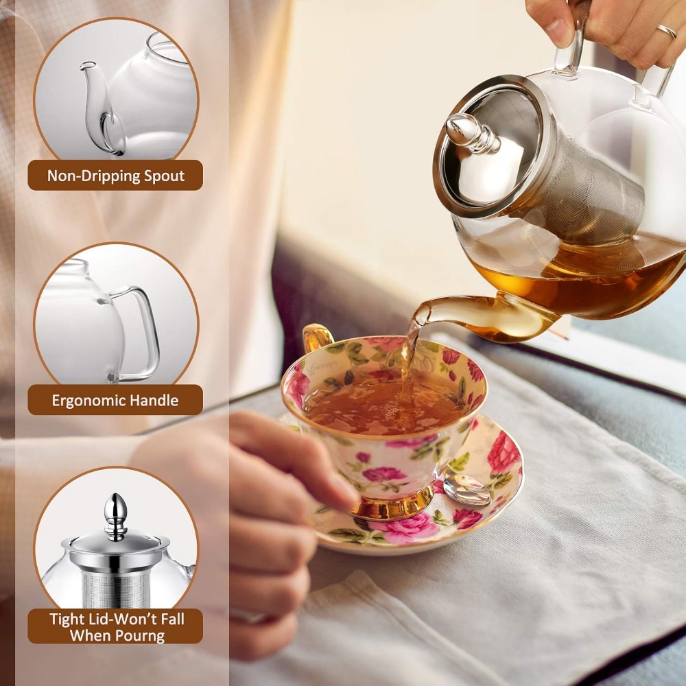 1000ml Glass Teapot with Remov - Loose Leaf Tea Infuser review and price